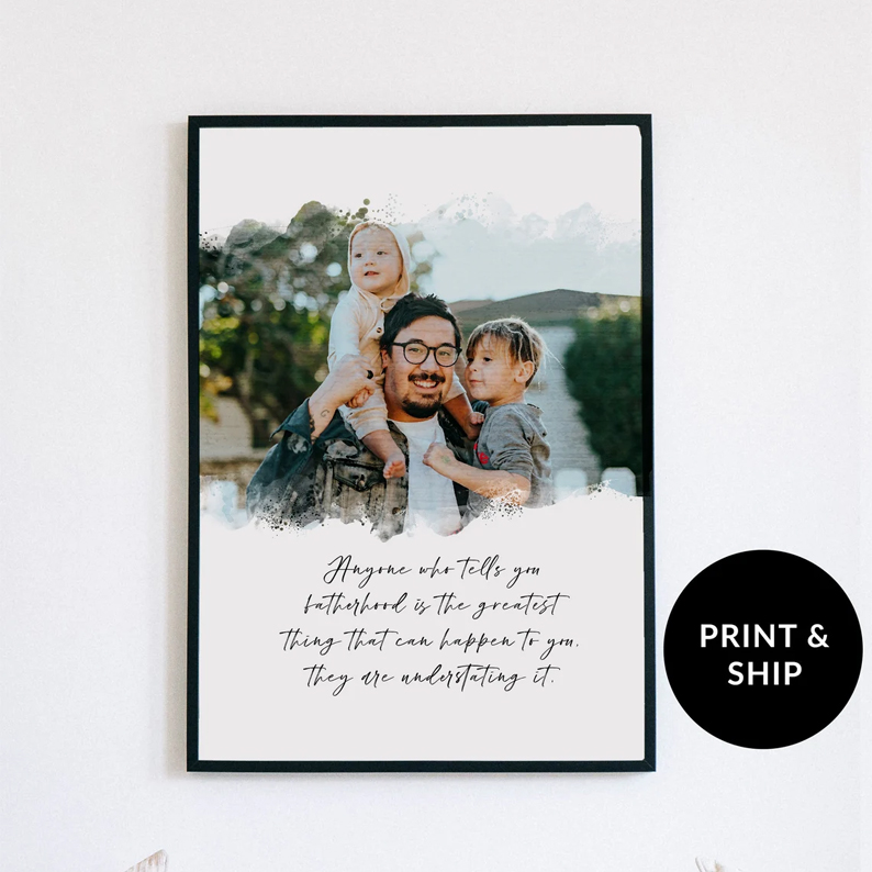 Personalized Portrait Father Quote Poster Custom Watercolor Portrait Personalized Gifts For Dad Fathers Day Gift